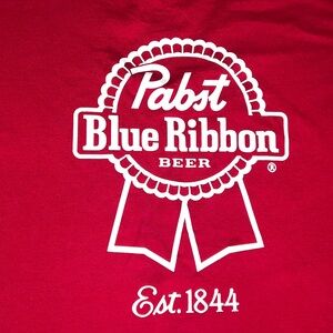 Pabst Blue Ribbon Beer T-Shirt Red PBR Log Bold Graphic Tee Men's SZ XL